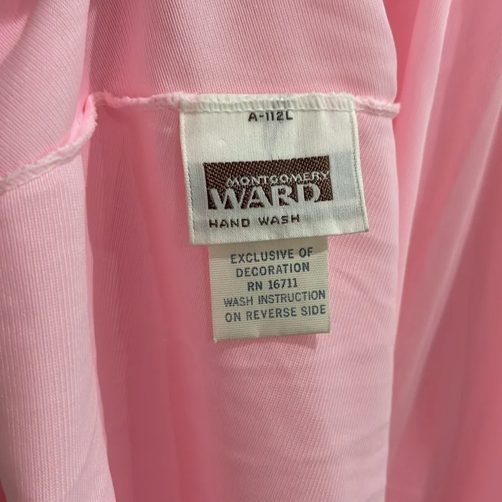 Vintage Montgomery Ward Pink Lace Slip Nightgown Dress Size Large Made In USA